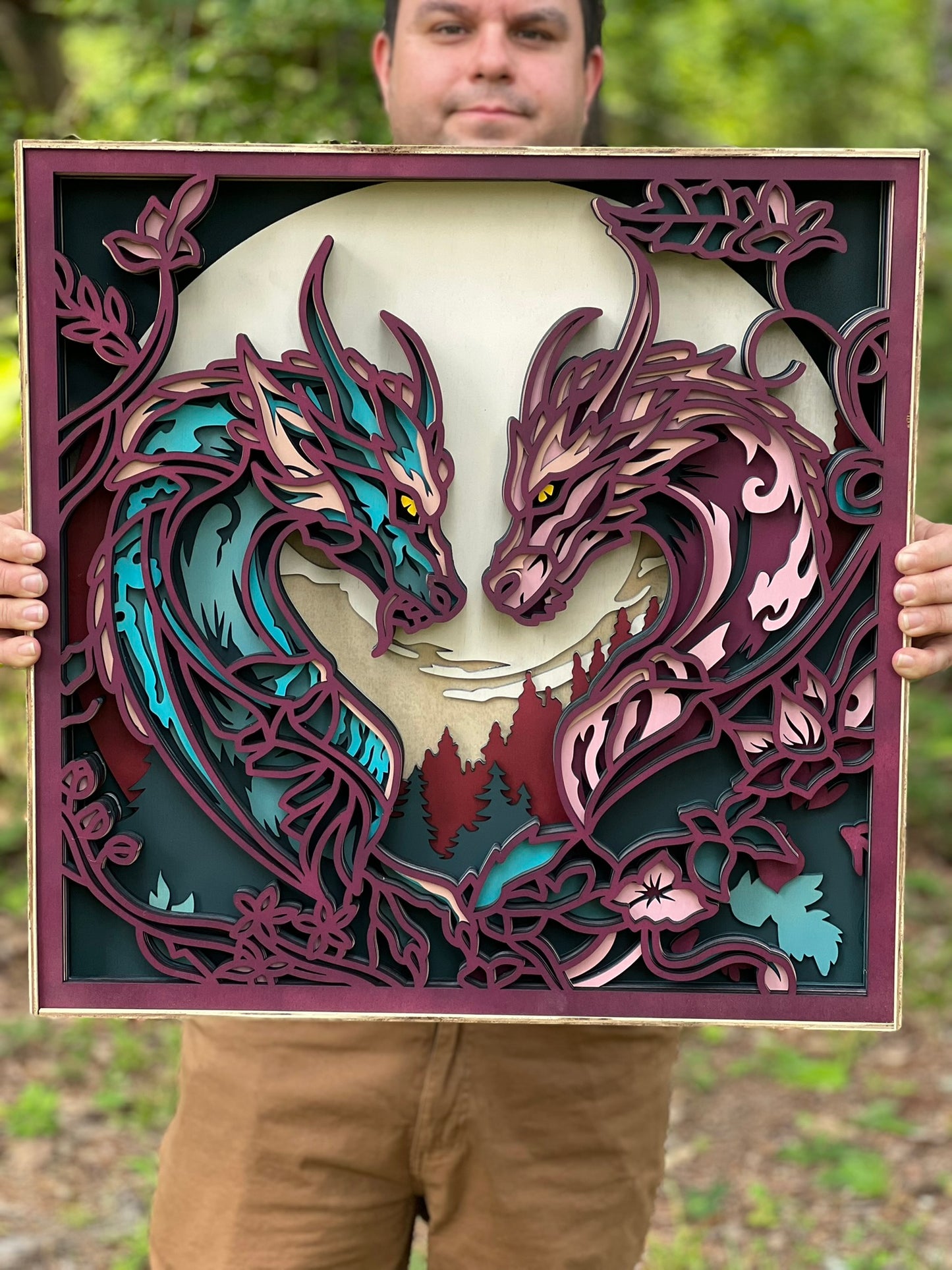 Dragons in Love Laser Art