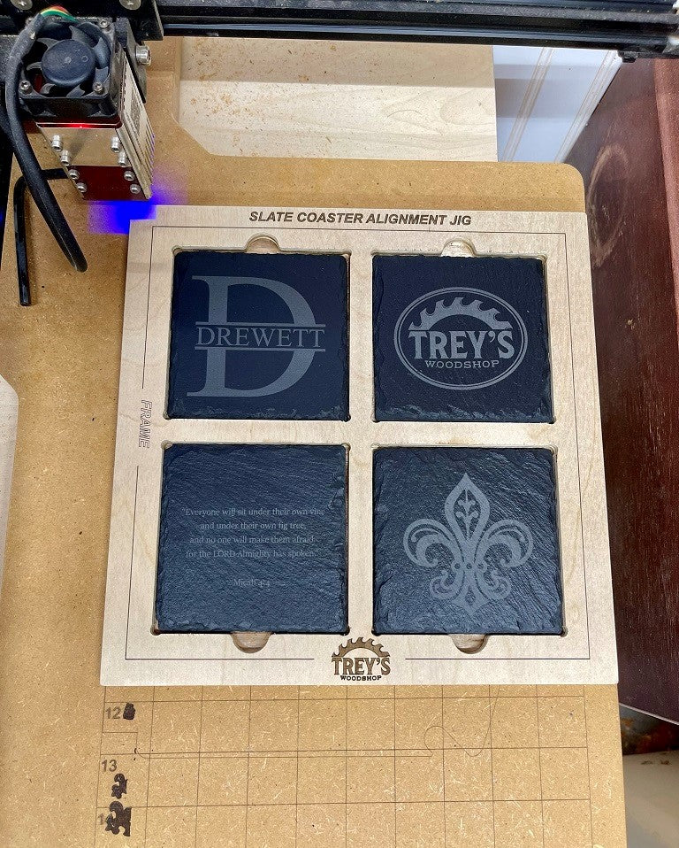 4 inch Coaster Set Engraving Jig + Lightburn File
