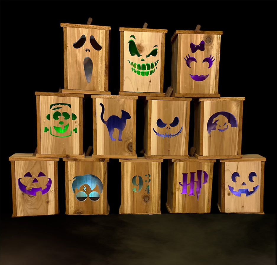 Pack of 15 Cedar Jack O Lantern Faces