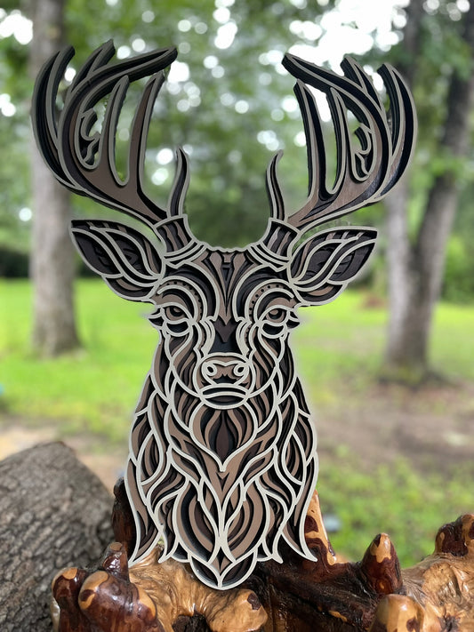 16 Point Buck Layered Laser Art