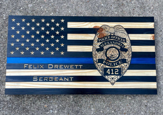 Custom First Responder Badge Flag - Trey's Woodshop