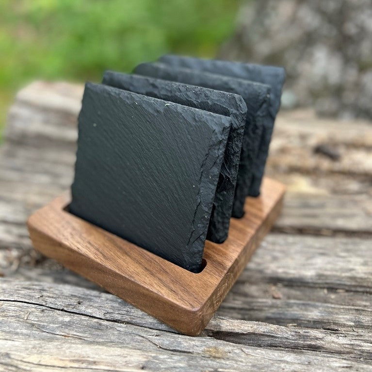 4 inch Coaster Custom Engraving Starter Kit: 4 inch Coaster Engraving Jig + 4 Slate Coasters + Holder Display Stand + Lightburn File